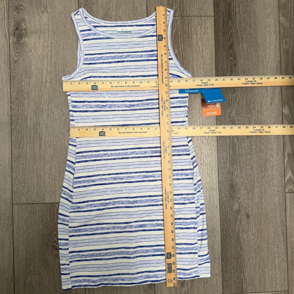 COLUMBIA SLEEVELESS ACTIVE FIT CHILL RIVER PRINTED SHEATH DRESS STRIPES SMALL - Picture 12 of 13